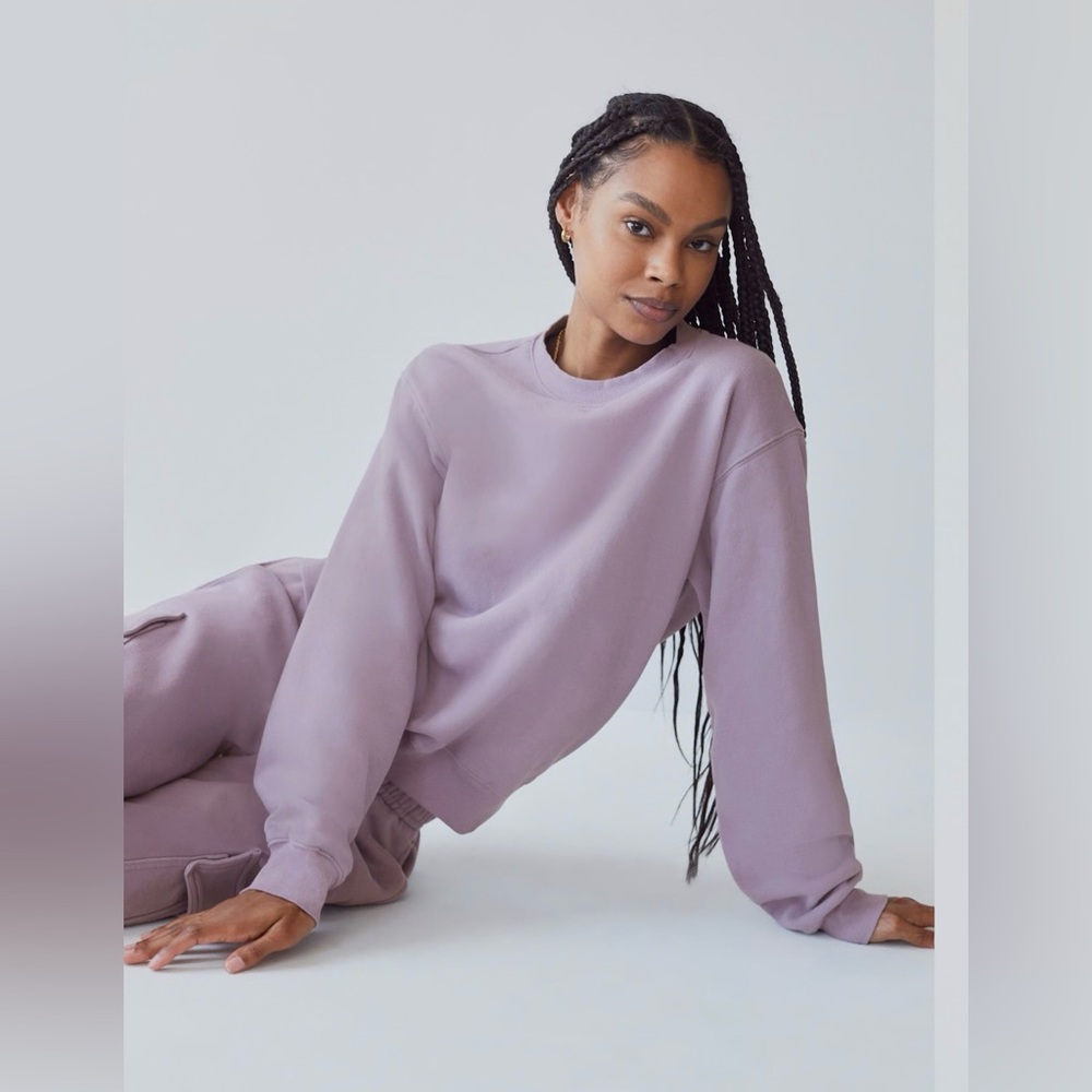 TNA Cozy Fleece Perfect Crew Sweatshirt Purple #90873 LARGE